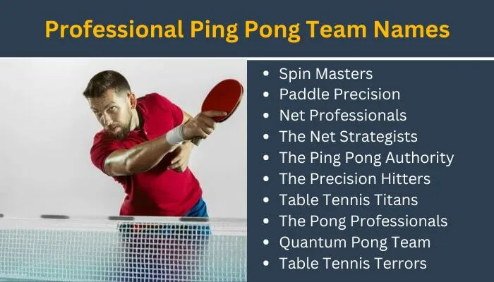 Professionals Ping Pong Team Names