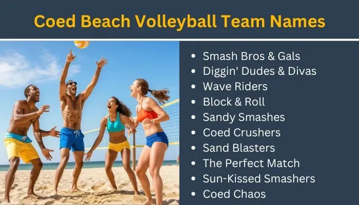 Coed beach volleyball team names