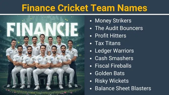 Finance Cricket team names