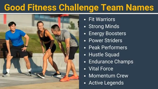 Good fitness challenge team names