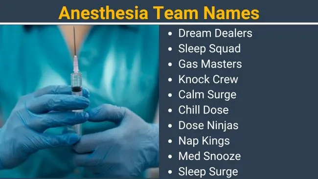 Anesthesia Team names
