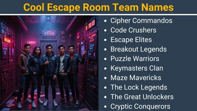 Cool Escape Room Team Names