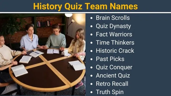 History Quiz team names