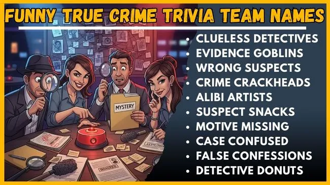 Funny True Crime Trivia Team Names