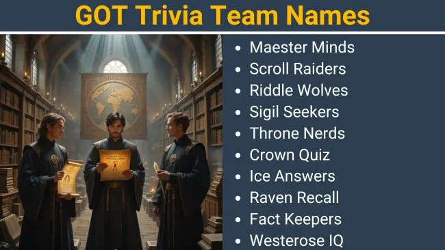 Game of Thrones Trivia Team Names