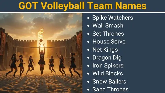 Game of Thrones Volleyball Team Names