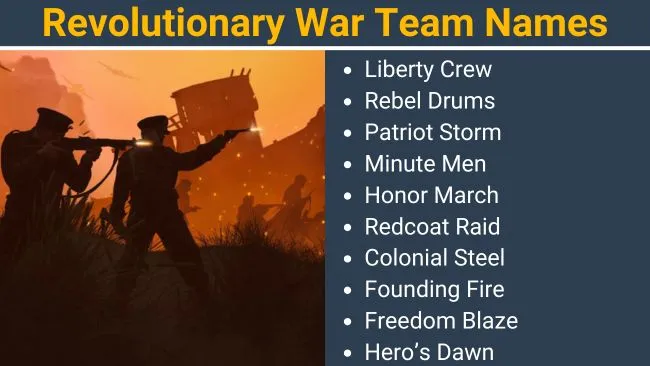 Revolutionary War Team Names