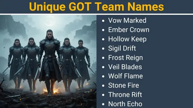 Unique Game of Thrones Team Names