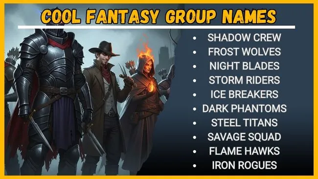 An assortment of cool fantasy group names, featuring a variety of themes for creative storytelling and role-playing.