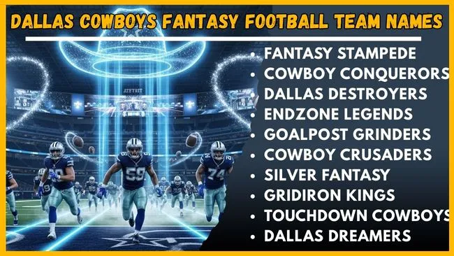 3. A collection of Dallas Cowboys-themed names for fantasy football teams.

