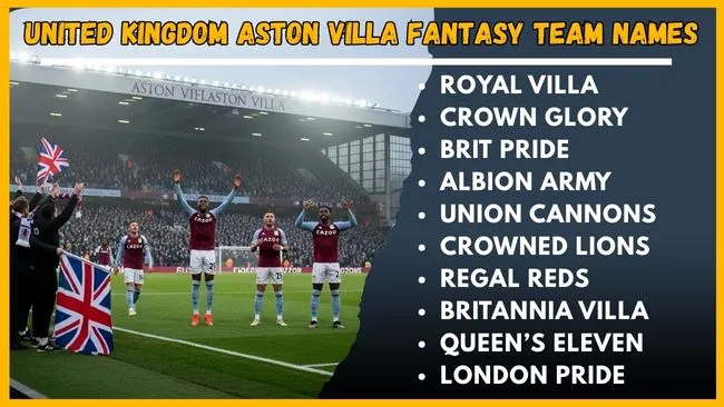 United Kingdom Aston Villa Fantasy Team Names